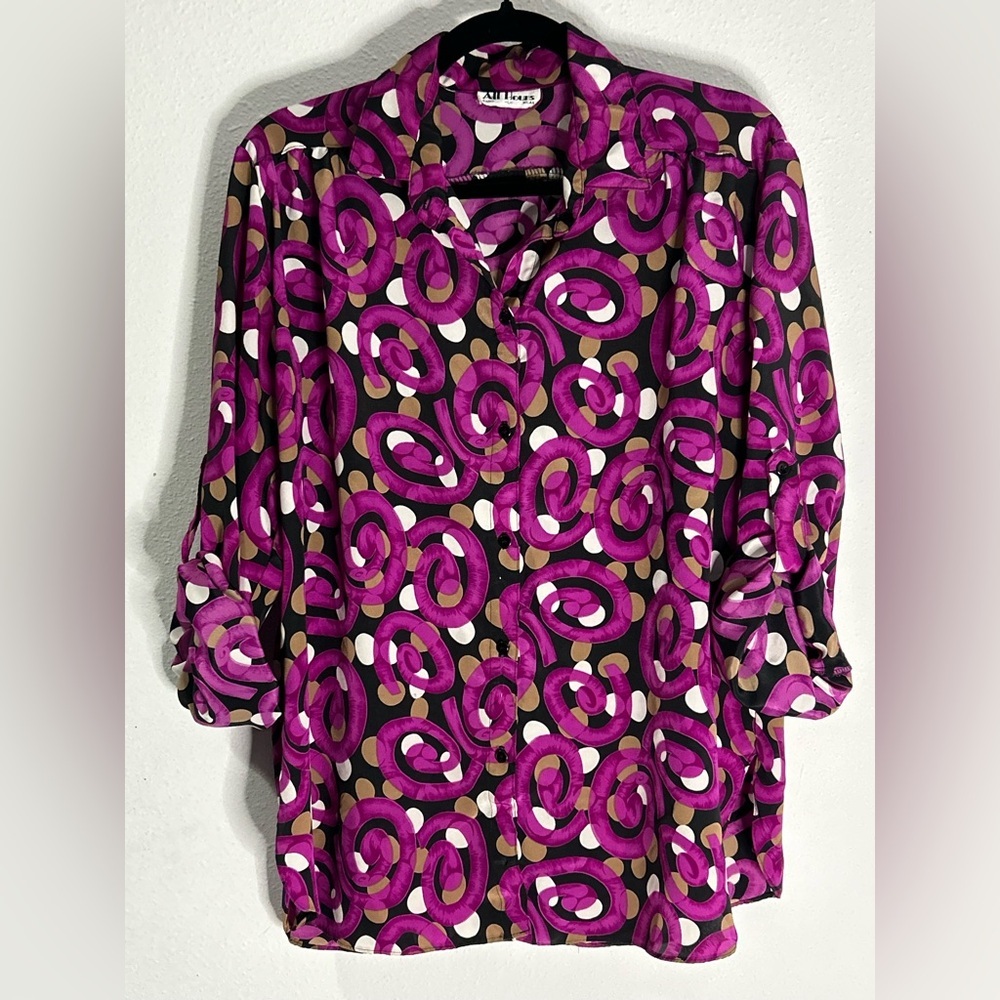 All Hours Pink Swirl Button Down Shirt Size Large